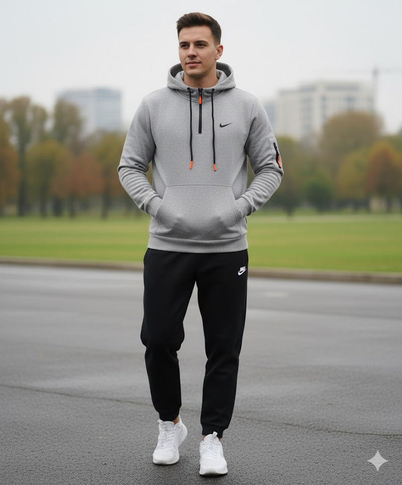 Logo Printed Hoodie Jacket Track 2 pc Suit TZ1106 - TUZZUT Qatar Online Shopping