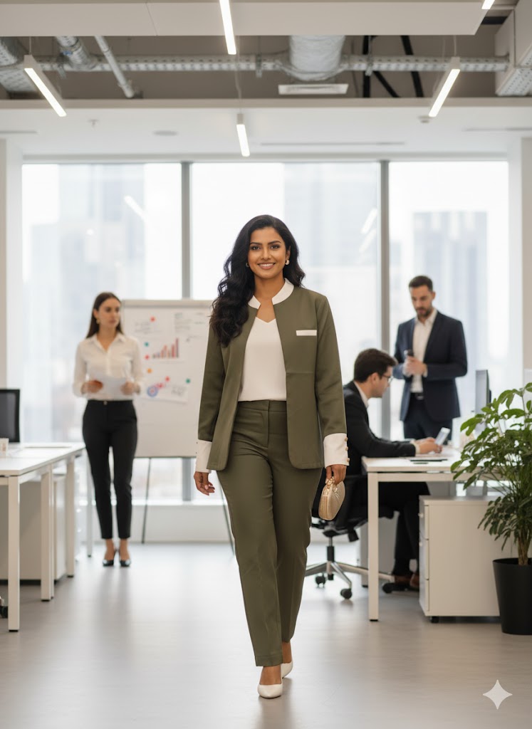 White Collar Tan Jacket Wide Leg Trouser Pantsuit LF1027 - TUZZUT Qatar Online Shopping