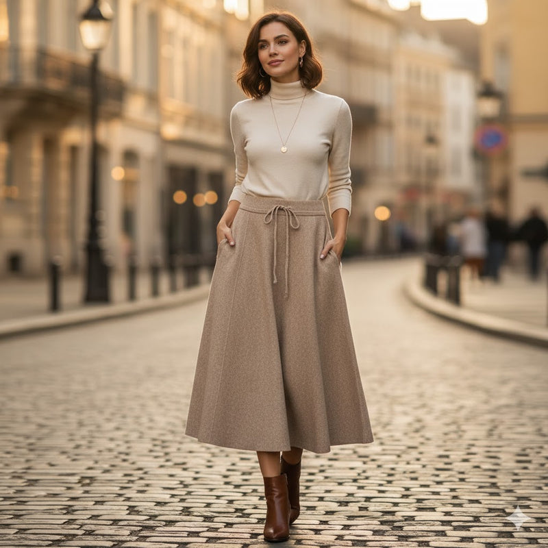 High Waist Mid-length Skirt for Women 58825 - TUZZUT Qatar Online Shopping