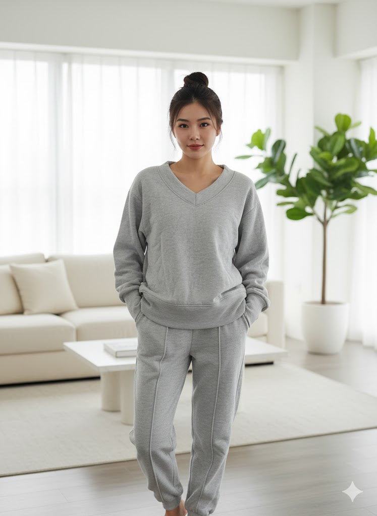 Sweatshirt Wide Leg Sweatpant Lounge Set F1283357 - TUZZUT Qatar Online Shopping