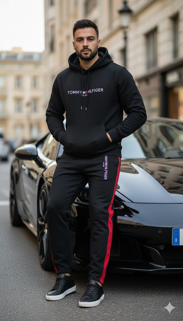 Logo Hoodie Drawstring Track Pant HT322 - TUZZUT Qatar Online Shopping