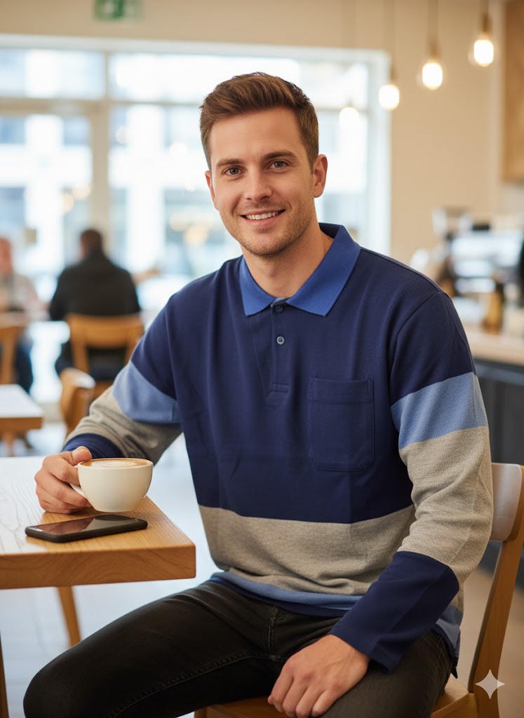 Men's Long Sleeve Casual Cotton Patchwork Collared Tshirt TZ4001 Men's Long Sleeve Casual Cotton Patchwork Collared Tshirt TZ4001