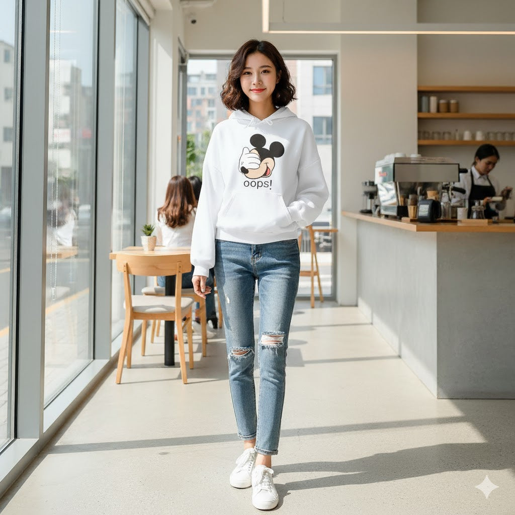 Oops Printed Fleece Full Sleeves Pull Over Hoodie TZ7045 Oops Printed Fleece Full Sleeves Pull Over Hoodie TZ7045