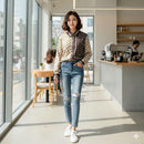 Women's Long Sleeve Mid-Length Printed Shirt X4224545 - TUZZUT Qatar Online Shopping