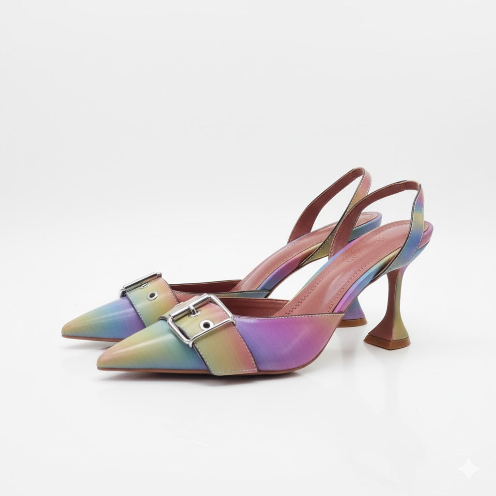 Pointed Toe Stitching Color Heel Sandal A98 Pointed Toe Stitching Color Heel Sandal A98