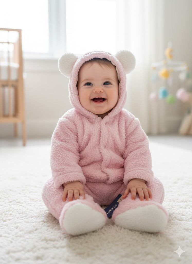 Baby Pink Fluffy Teddy Bear Outfit Size 3 to 6 Months S2170862 - TUZZUT Qatar Online Shopping