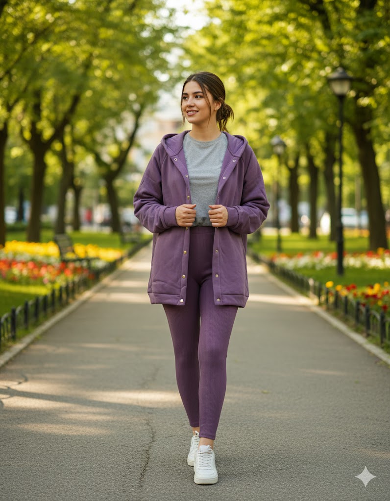 Women's Hooded Jacket Inner Pant 3 PC Set 151781 - TUZZUT Qatar Online Shopping