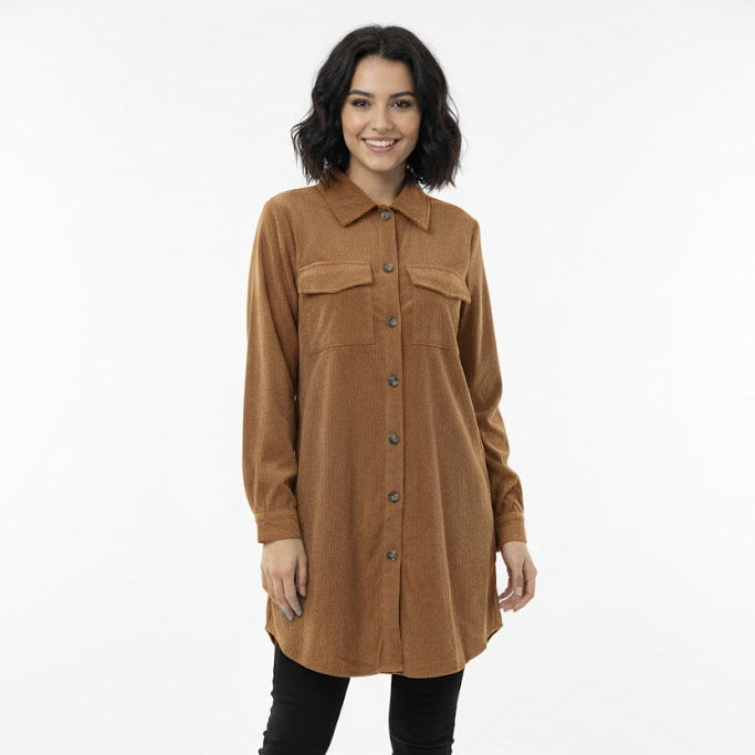 Corduroy Long Shirt Dress 5993