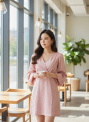 Puff Sleeve Skater Dress 0727 - TUZZUT Qatar Online Shopping