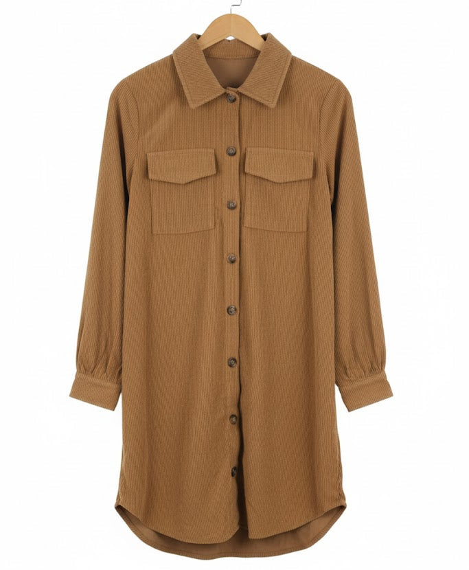 Corduroy Long Shirt Dress 5993 Corduroy Long Shirt Dress 5993