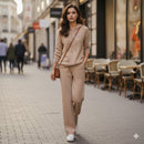 Autumn Chic Solid Loose Design Knit Sweater + Pant TZ1241 - TUZZUT Qatar Online Shopping