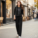 Autumn Chic Solid Loose Design Knit Sweater + Pant TZ1241 - TUZZUT Qatar Online Shopping