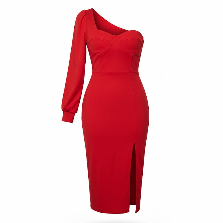 Women's Satin Long Dress Female party wear 618878 - TUZZUT Qatar Online Shopping