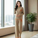 Round Neck Long Sleeve Knitted Shirt Top Loose Wide Leg Pant Two Piece Set TP22 - TUZZUT Qatar Online Shopping