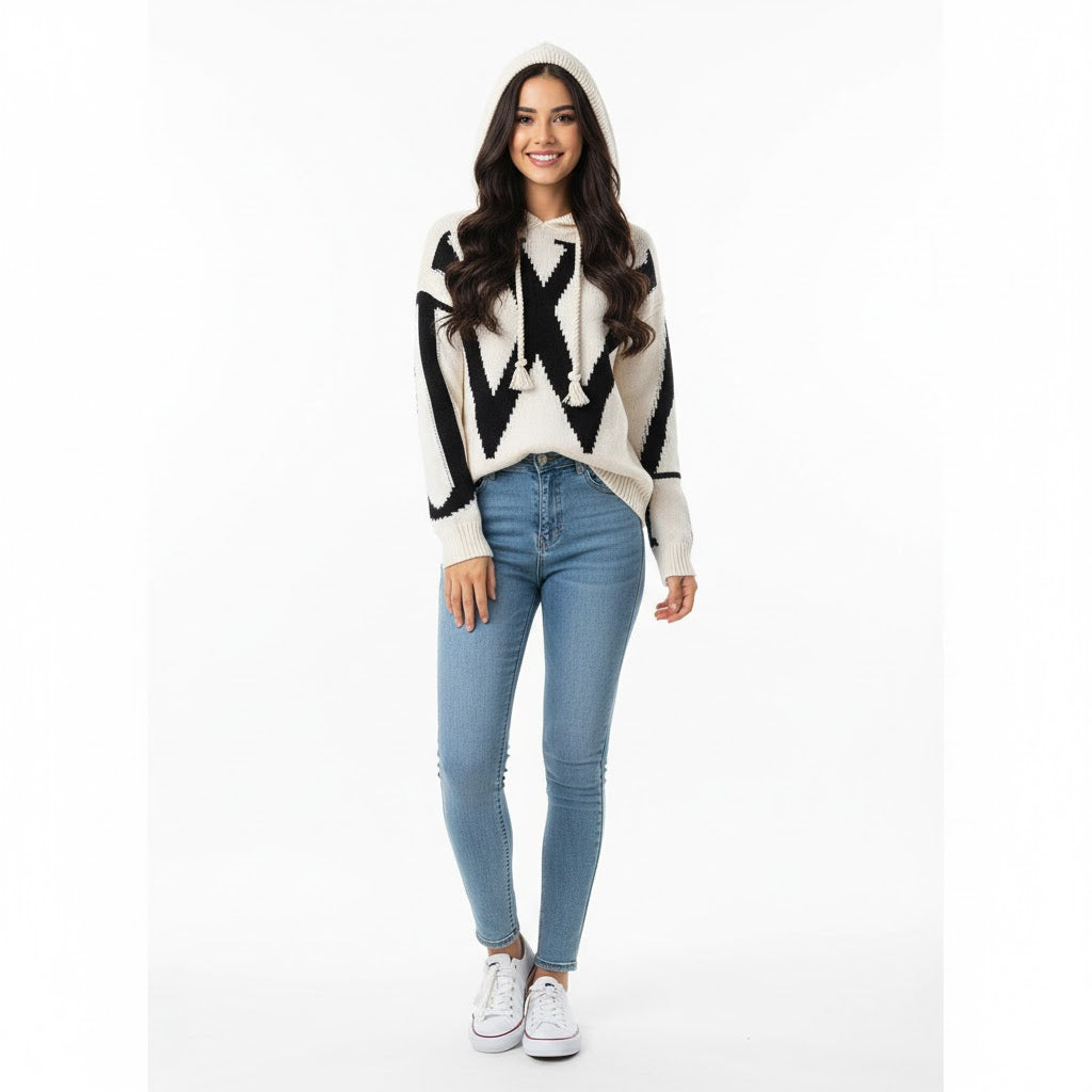 Knitted Hooded Top Winter Sweater 177203 Knitted Hooded Top Winter Sweater 177203