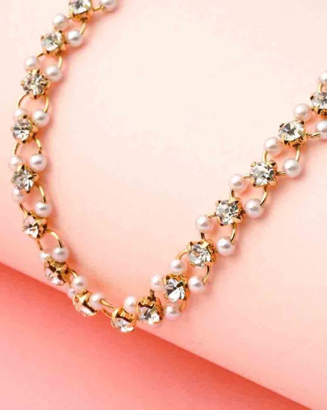 Crystal & Pearl Beaded Choker Necklace S4595850 Crystal & Pearl Beaded Choker Necklace S4595850