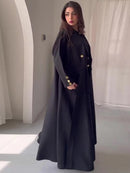 Women Abaya Casual Long Coat Buttons Outerwear Overcoat 173886 - TUZZUT Qatar Online Shopping