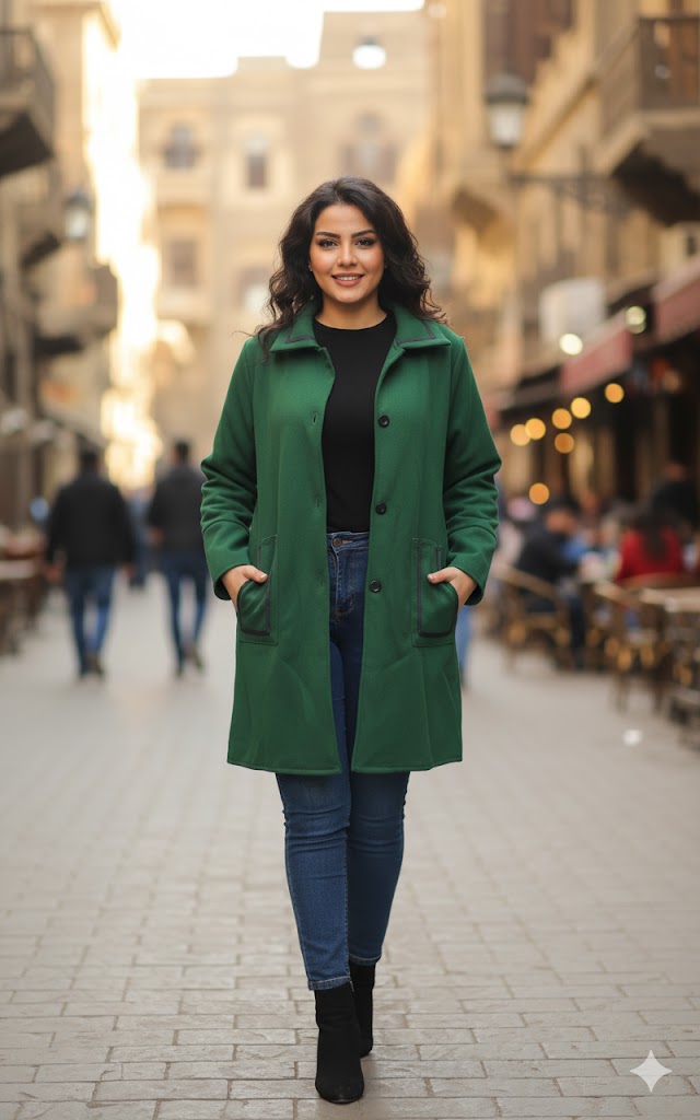 Winter Collar Design Casual Green Jacket 67071
