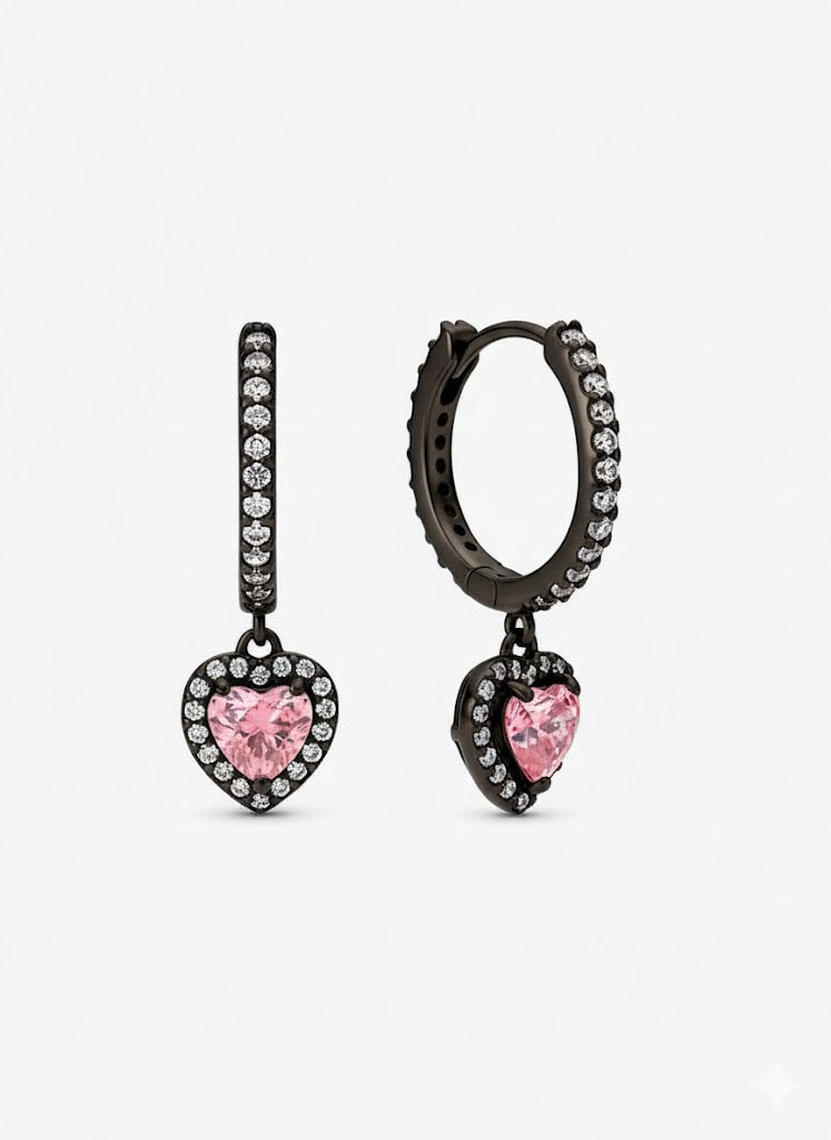 Sparkling Halo Heart Hoop Earrings HE1500 Sparkling Halo Heart Hoop Earrings HE1500
