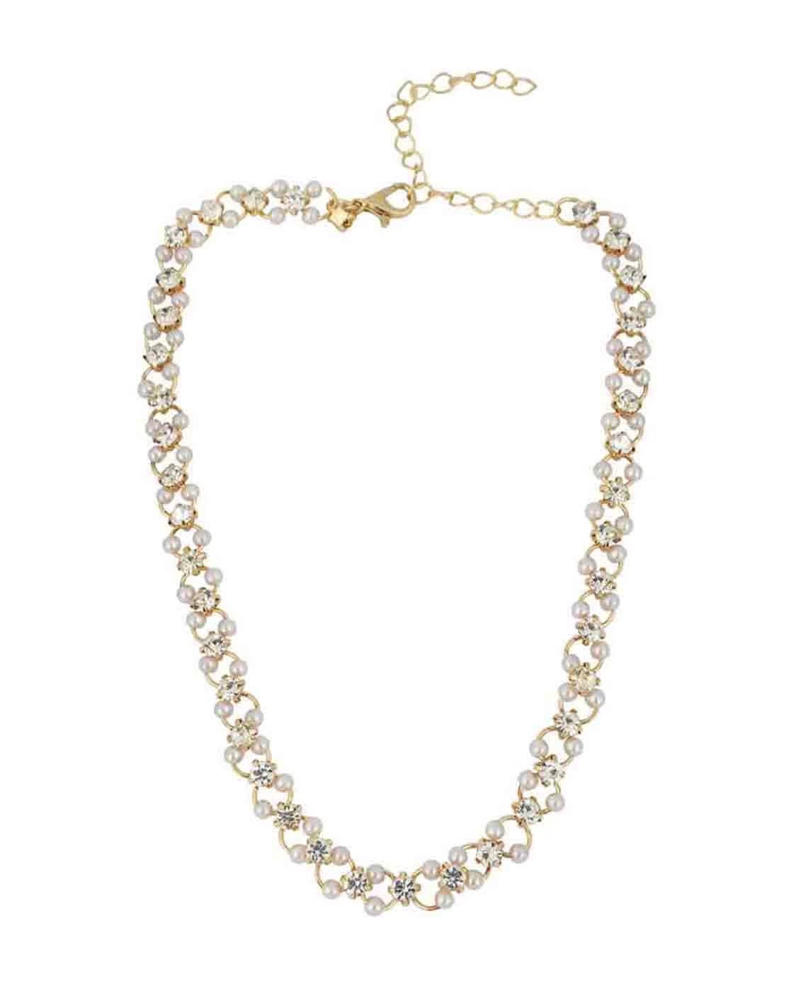 Crystal & Pearl Beaded Choker Necklace S4595850 Crystal & Pearl Beaded Choker Necklace S4595850