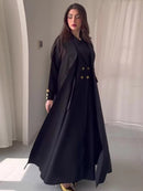 Women Abaya Casual Long Coat Buttons Outerwear Overcoat 173886 - TUZZUT Qatar Online Shopping