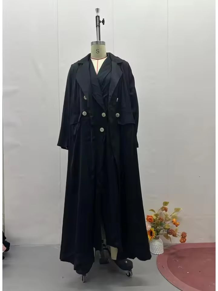 Women Abaya Casual Long Coat Buttons Outerwear Overcoat 173886 - TUZZUT Qatar Online Shopping