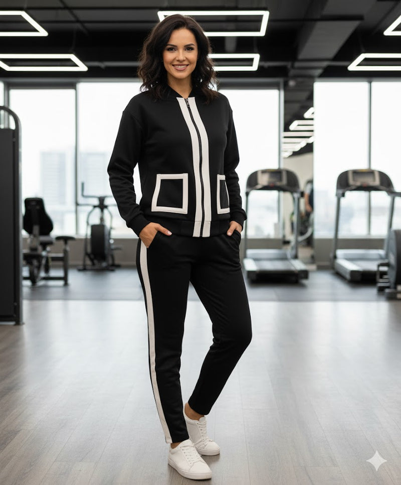 Zip-up Sweatshirt and Wide Leg Trouser WAA0241 - TUZZUT Qatar Online Shopping