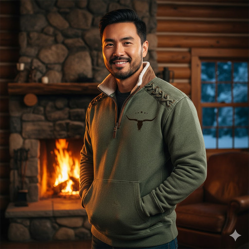 Men's Zip Standing Collar Sweatshirt C6116 - TUZZUT Qatar Online Shopping