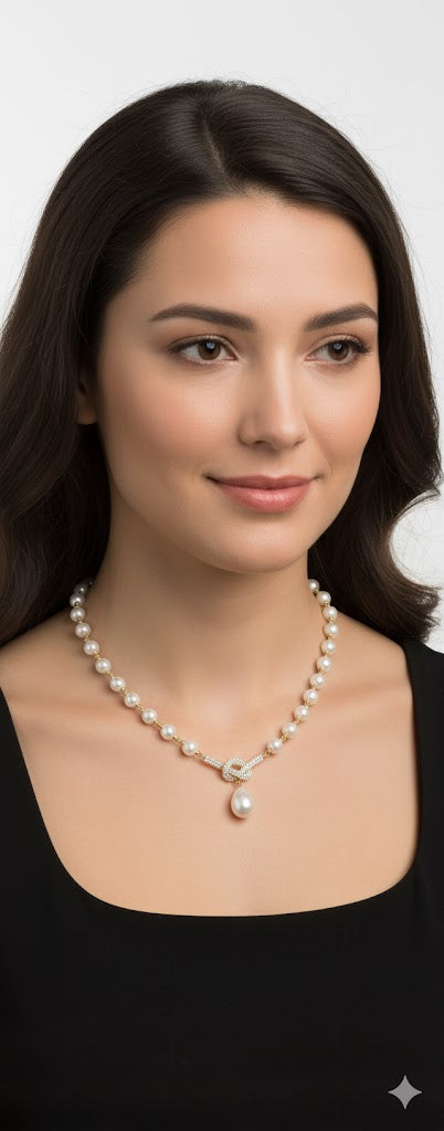 Traditional White Pearl Necklace 186835 - TUZZUT Qatar Online Shopping