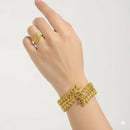 Luxury Leaf Open Wedding Bride Cuff Hand Decoration Bracelet and Ring Set 125804 - TUZZUT Qatar Online Shopping