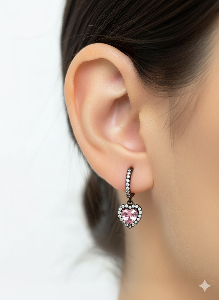 Sparkling Halo Heart Hoop Earrings HE1500 Sparkling Halo Heart Hoop Earrings HE1500