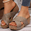 Platform Wedge Heeled Sandals HS74 - TUZZUT Qatar Online Shopping