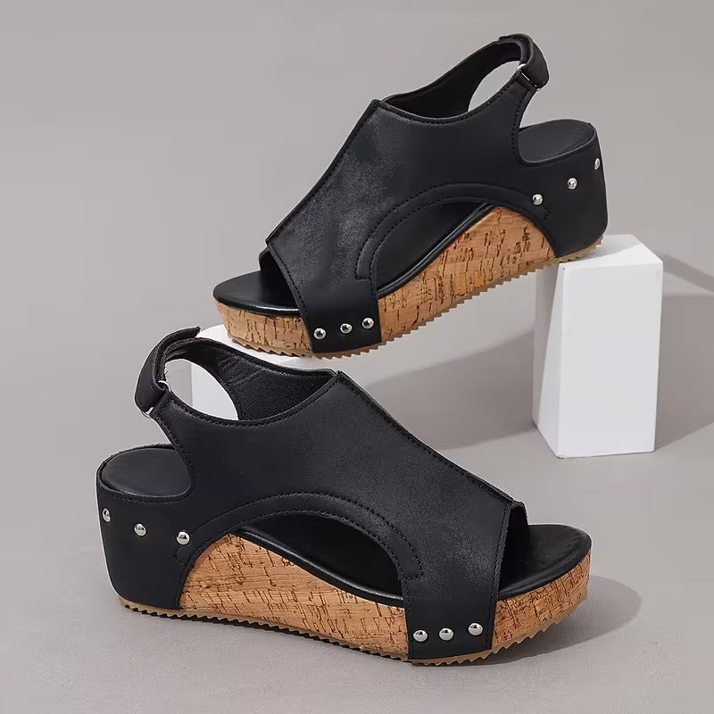 Cork Platform Wedge Sandals WS14 - TUZZUT Qatar Online Shopping