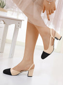 Colorblock Round Toe Chunky Heels BW801 - TUZZUT Qatar Online Shopping