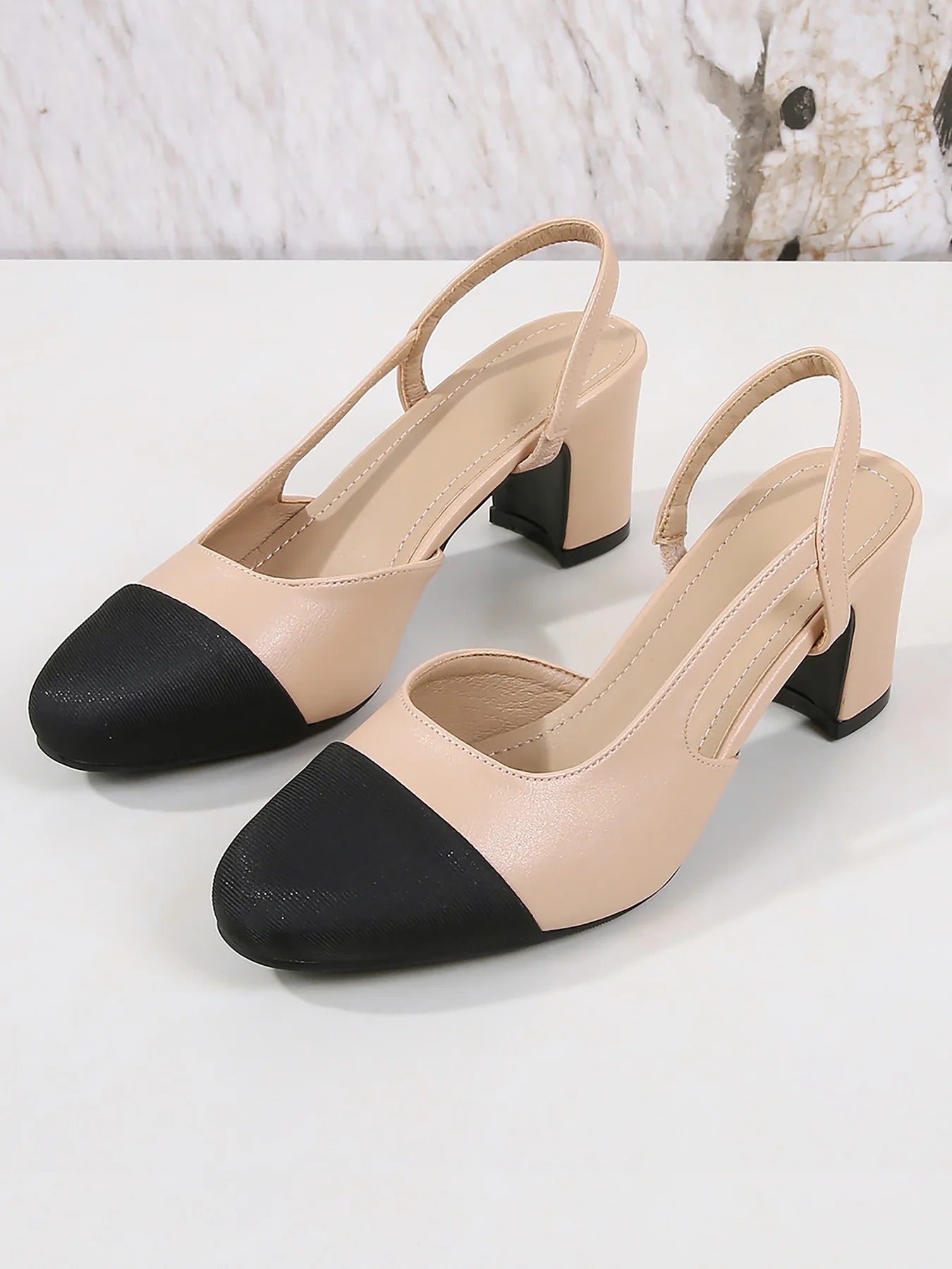 Colorblock Round Toe Chunky Heels BW801 Colorblock Round Toe Chunky Heels BW801