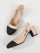 Colorblock Round Toe Chunky Heels BW801 - TUZZUT Qatar Online Shopping