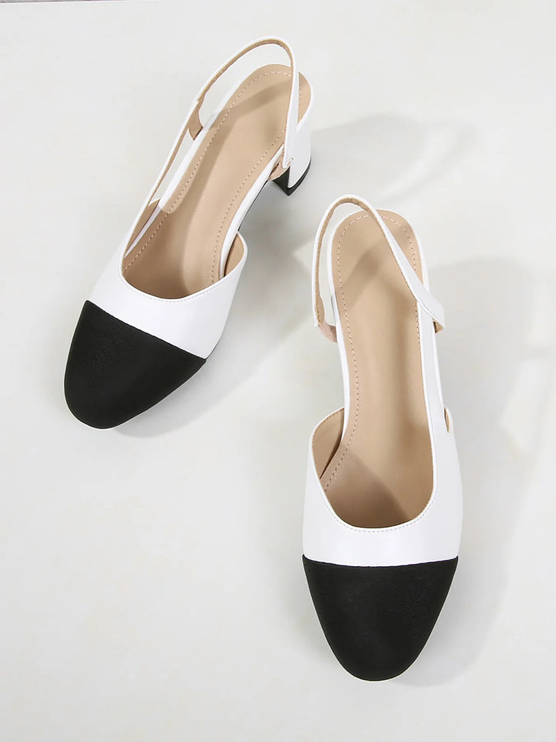 Colorblock Round Toe Chunky Heels BW801 - TUZZUT Qatar Online Shopping