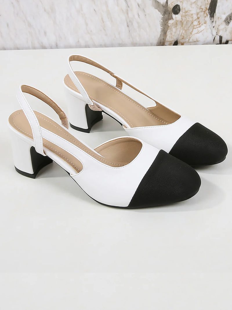 Colorblock Round Toe Chunky Heels BW801 - TUZZUT Qatar Online Shopping