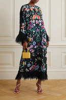 Printed Silk Maxi Dress S 070455205 - TUZZUT Qatar Online Shopping