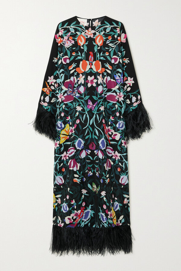 Printed Silk Maxi Dress S 070455205 - TUZZUT Qatar Online Shopping