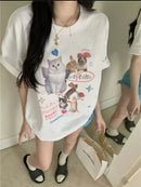 Women's Korean Oversized Casual T-shirt 436411 M - TUZZUT Qatar Online Shopping