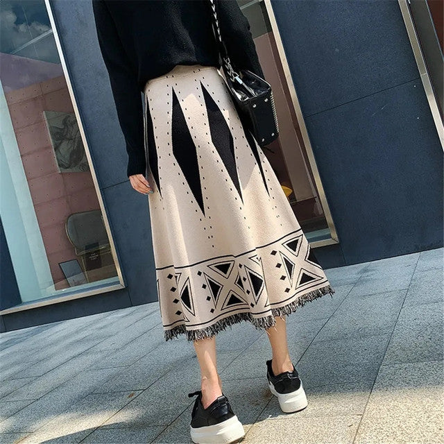 Elegant Fashion High Waist Printed Skirt 58038 - TUZZUT Qatar Online Shopping
