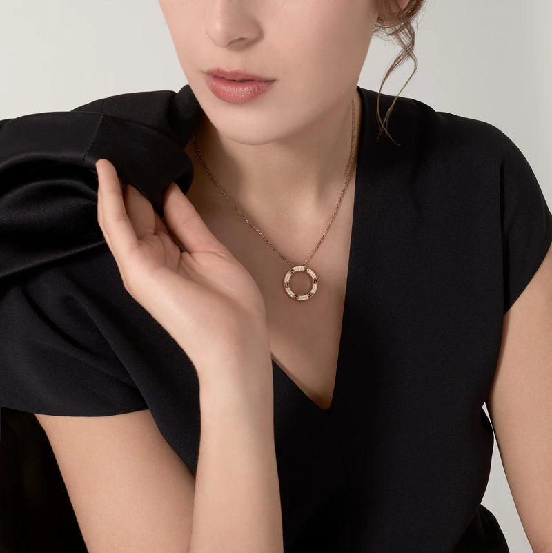 LOVE Pendant Necklace Yellow Gold Diamonds DN2048 - TUZZUT Qatar Online Shopping