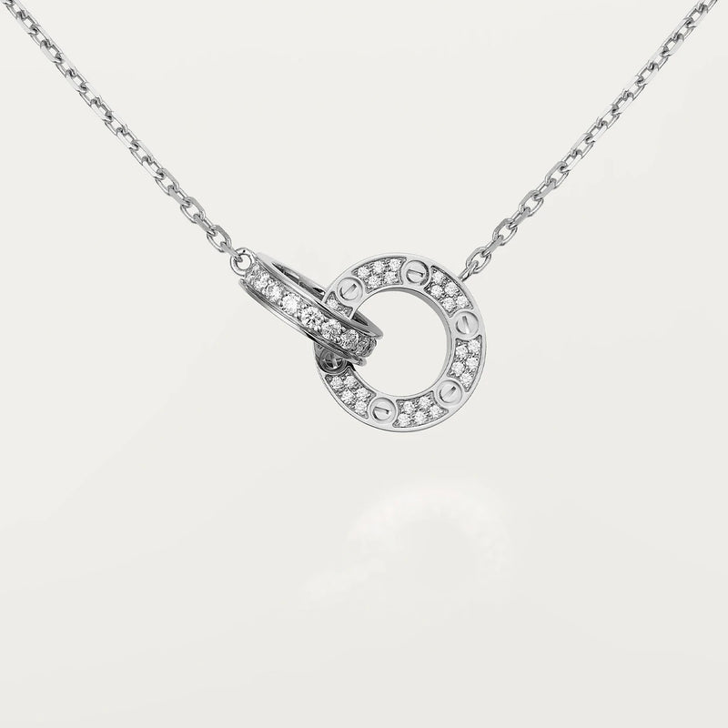 LOVE Pendant White Gold Diamonds Necklace DN2054 - TUZZUT Qatar Online Shopping