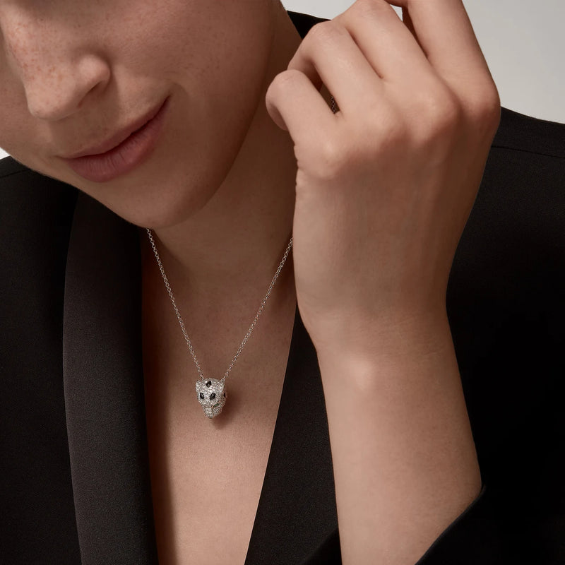 Panther Pendant Necklace White Gold Diamonds DN2053 - TUZZUT Qatar Online Shopping