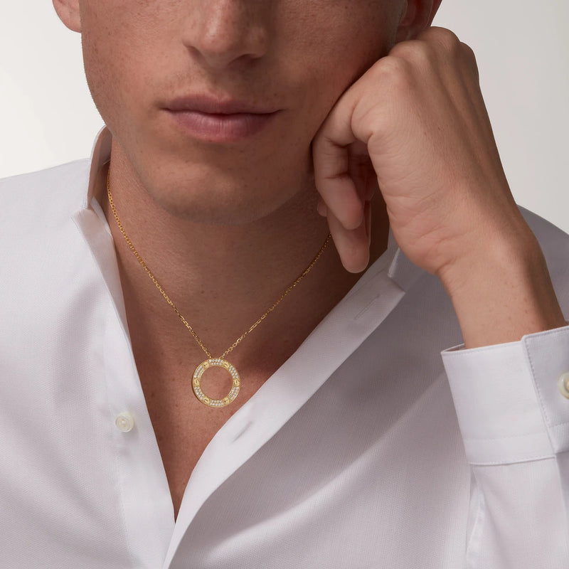 LOVE Pendant Necklace Yellow Gold Diamonds DN2048 - TUZZUT Qatar Online Shopping