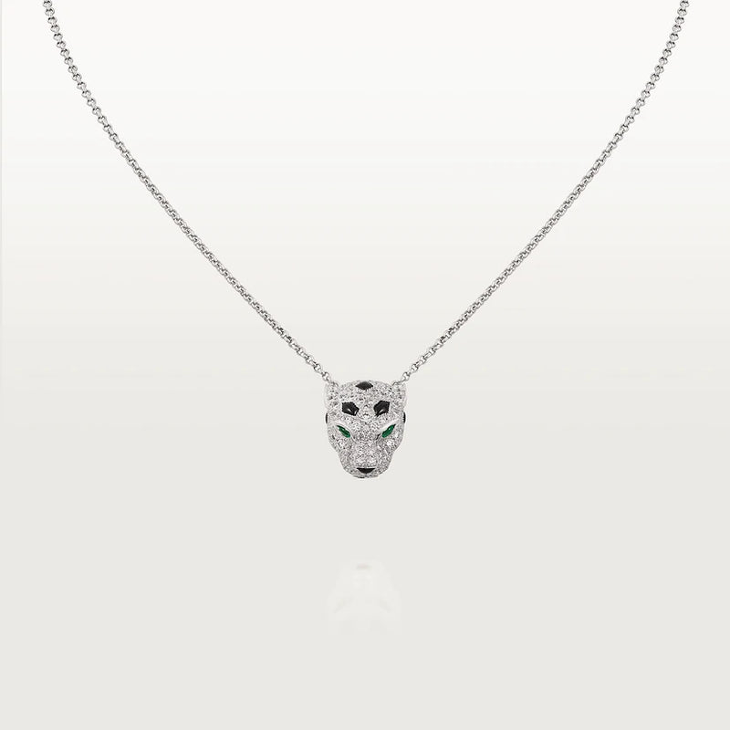 Panther Pendant Necklace White Gold Diamonds DN2053 - TUZZUT Qatar Online Shopping