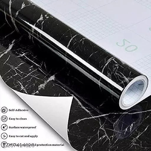 Waterproof Non-slip Kitchen Wallpaper, Self-Adhesive Wear Resistant Thickened Kitchen Marble Pattern Sticker 60cmx5m