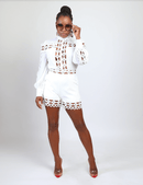 Women's Hollow Out Lace One Piece Pants Jumpsuits S4357683 M - TUZZUT Qatar Online Shopping