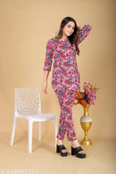 Women's Beautiful Delta Cotton Mix Fabric Printed Night suit Co-Ord Set - VKT300 - TUZZUT Qatar Online Shopping
